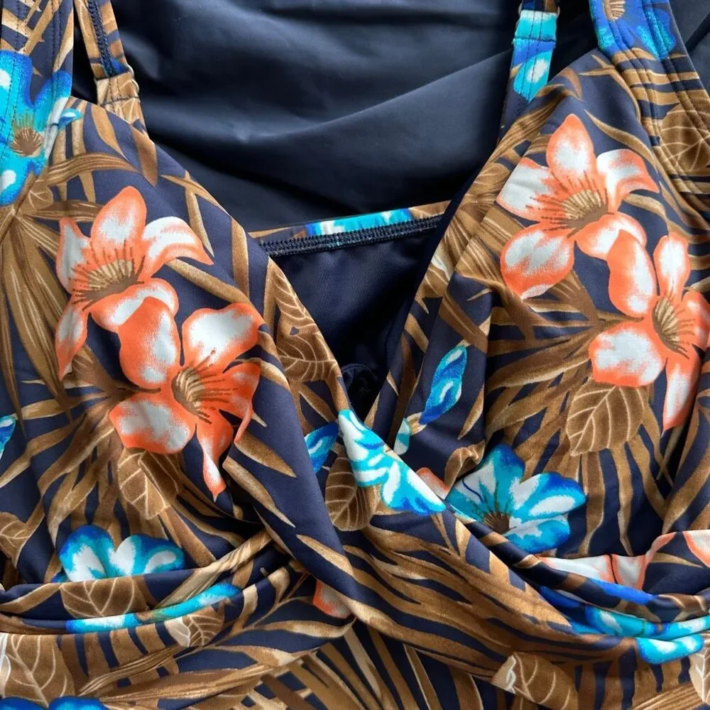 Miraclesuit $178 Floral Tankini Slimming Tummy Control Swimsuit Size 8 NWT